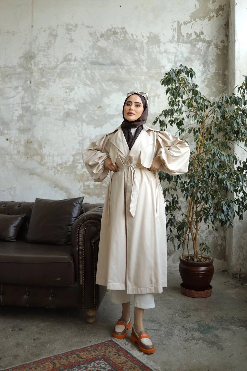 Kuşaklı%20Oversize%20Balon%20Kol%20Trençkot