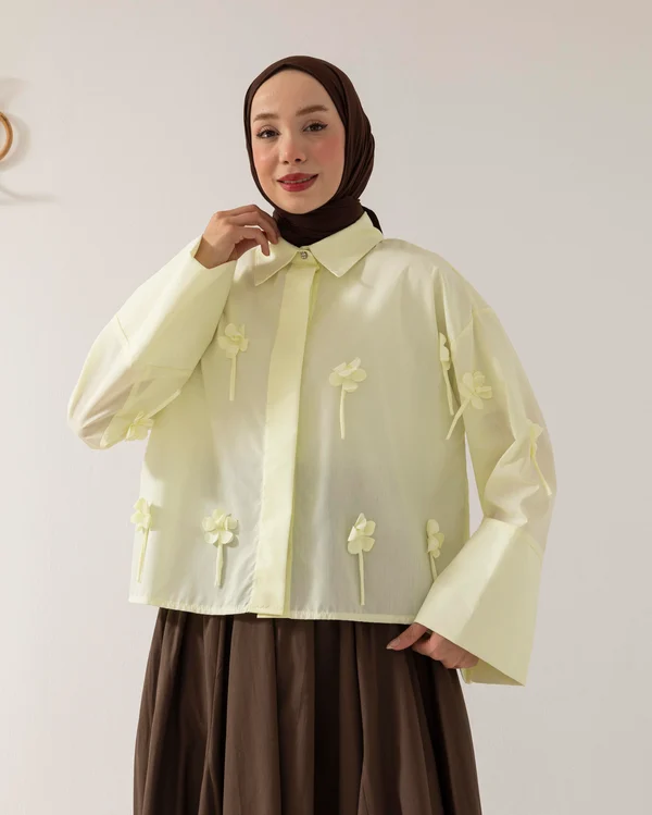 Oversize%20Papatya%20Fiyonklu%20SarıGömlek