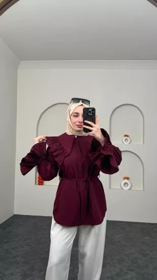 Eses Pelerin Yaka Poplin Tunik